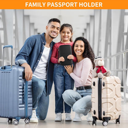 2500℉ Fireproof Family Passport Holder Upgraded Material | RFID Blocking Travel Passport Wallet with 2 Pockets,Travel Document Organizer Case for Passport,Card and Money