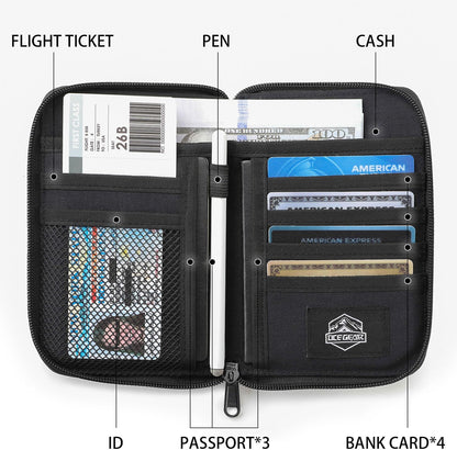 Travel Passport Wallet RFID Family Passport Holder with Hand Strap, Waterproof Travel Document Organizer for Credit Card, Boarding Pass, ID, Money, Flight Tickets OCE GEAR Series