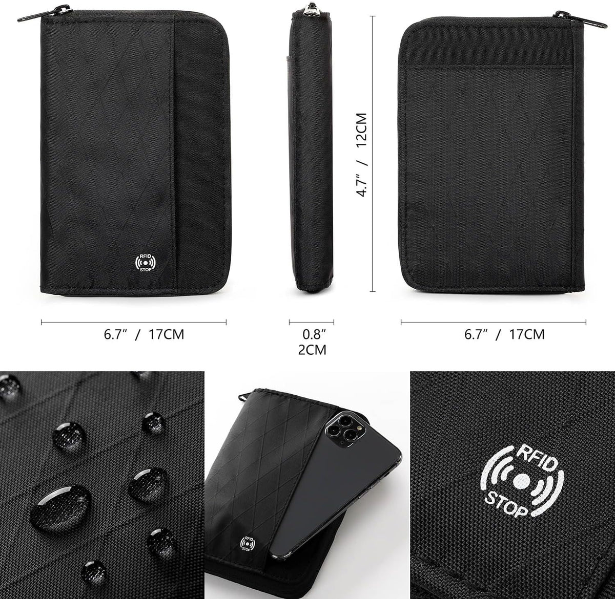 Travel Passport Wallet RFID Family Passport Holder with Hand Strap, Waterproof Travel Document Organizer for Credit Card, Boarding Pass, ID, Money, Flight Tickets OCE GEAR Series