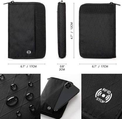 Travel Passport Wallet RFID Family Passport Holder with Hand Strap, Waterproof Travel Document Organizer for Credit Card, Boarding Pass, ID, Money, Flight Tickets OCE GEAR Series