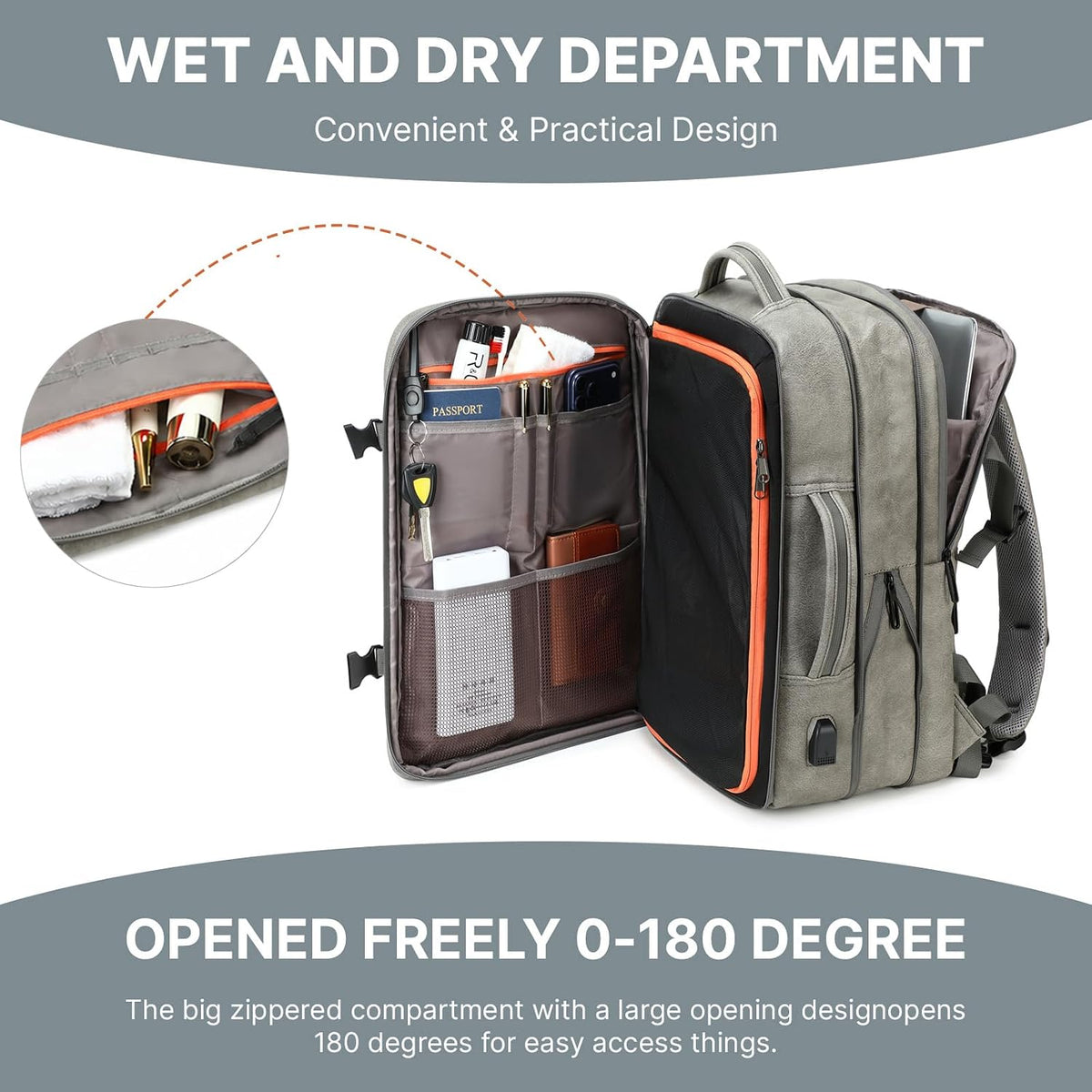 Carry On Backpack, 40L Expandable Travel Backpack with Laptop Compartment, Water Resistant Business Travel Bags Airline Approved for Men Women Weekend Trip (Black)