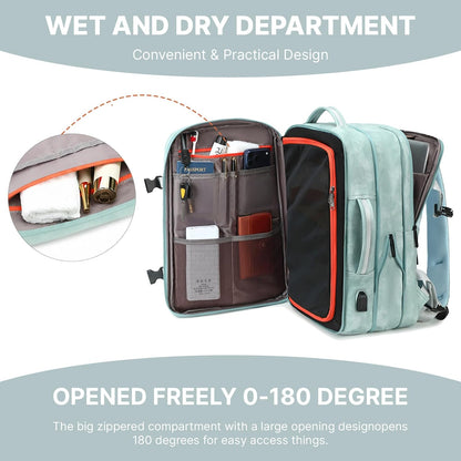 Carry On Backpack, 40L Expandable Travel Backpack with Laptop Compartment, Water Resistant Business Travel Bags Airline Approved for Men Women Weekend Trip (Black)