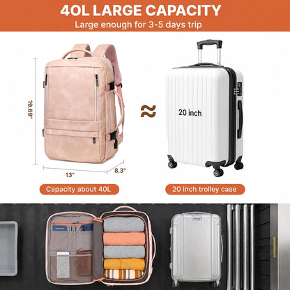 Carry On Backpack, 40L Expandable Travel Backpack with Laptop Compartment, Water Resistant Business Travel Bags Airline Approved for Men Women Weekend Trip (Black)