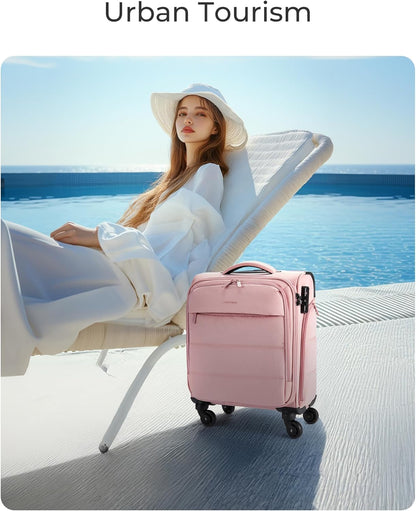 Underseat Carry on Luggage with Wheels, Soft Small Travel Luggage with PVC Wet/Dry Pockets, Lightweight Soft Personal Item Suitcase for Short Trip, Black