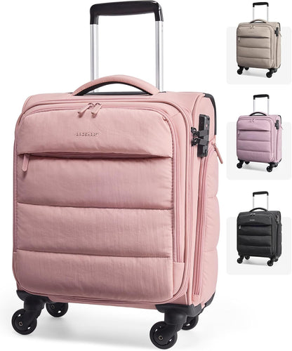 Underseat Carry on Luggage with Wheels, Soft Small Travel Luggage with PVC Wet/Dry Pockets, Lightweight Soft Personal Item Suitcase for Short Trip, Black