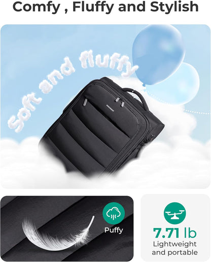 Underseat Carry on Luggage with Wheels, Soft Small Travel Luggage with PVC Wet/Dry Pockets, Lightweight Soft Personal Item Suitcase for Short Trip, Black
