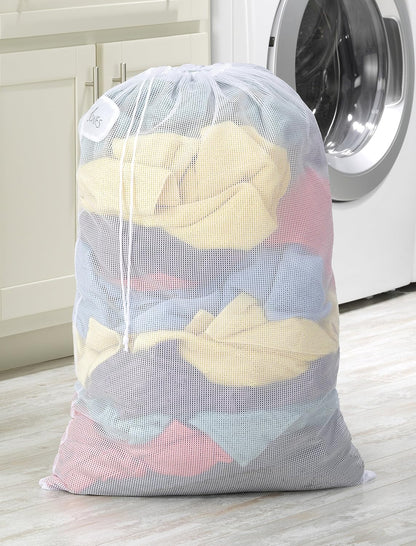Mesh Laundry Bag w/ID Tag White