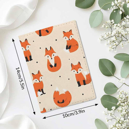 Foxes Passport Holder for Travel Cute Cartoon Animal PU Leather Passport Cover Wallet Cute Passport Card Holder for Women and Men