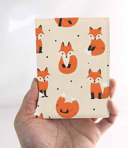 Foxes Passport Holder for Travel Cute Cartoon Animal PU Leather Passport Cover Wallet Cute Passport Card Holder for Women and Men