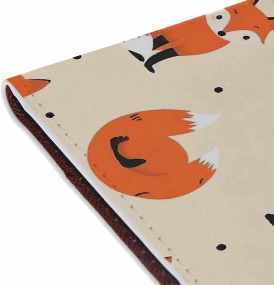 Foxes Passport Holder for Travel Cute Cartoon Animal PU Leather Passport Cover Wallet Cute Passport Card Holder for Women and Men