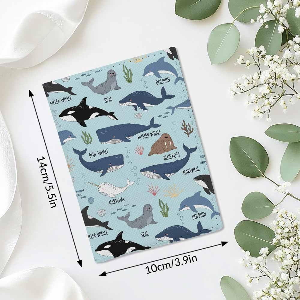 Foxes Passport Holder for Travel Cute Cartoon Animal PU Leather Passport Cover Wallet Cute Passport Card Holder for Women and Men