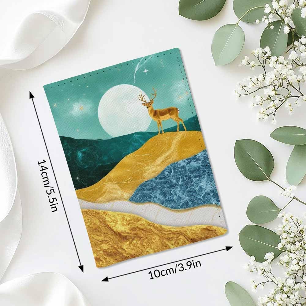 Foxes Passport Holder for Travel Cute Cartoon Animal PU Leather Passport Cover Wallet Cute Passport Card Holder for Women and Men