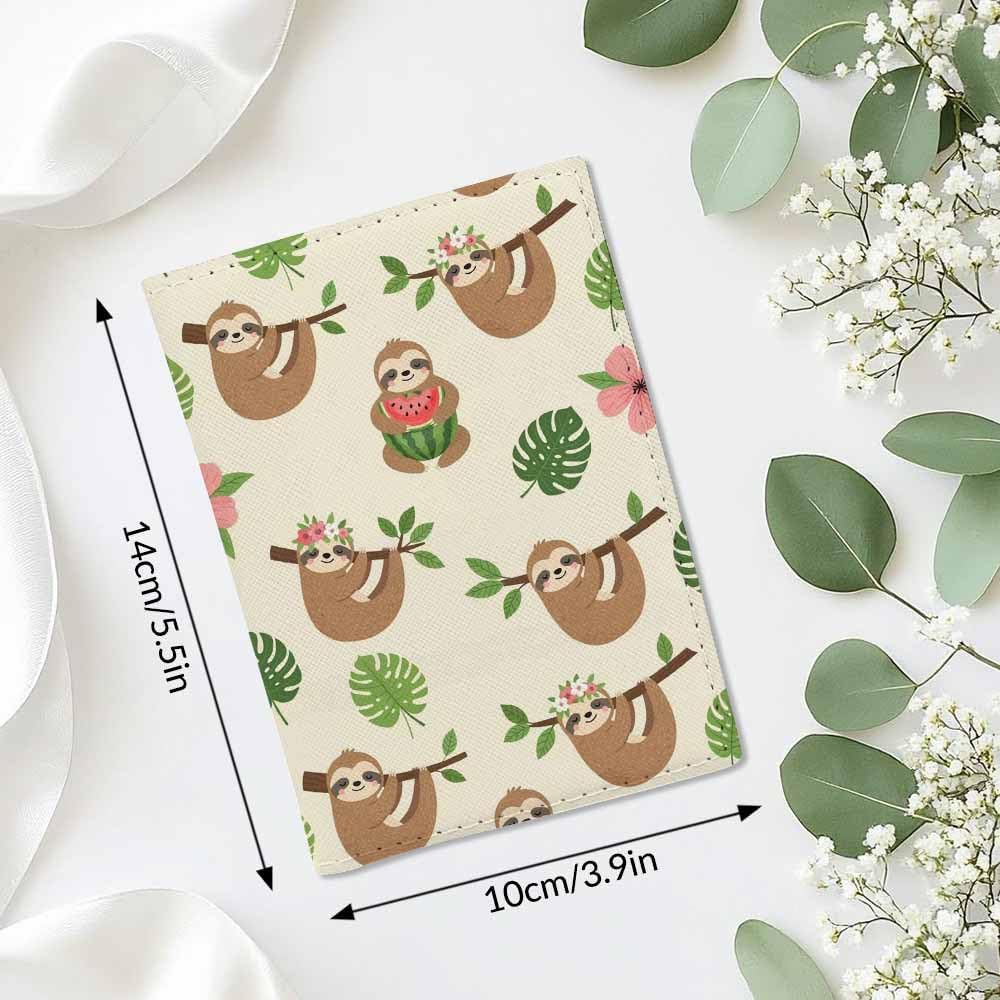 Foxes Passport Holder for Travel Cute Cartoon Animal PU Leather Passport Cover Wallet Cute Passport Card Holder for Women and Men