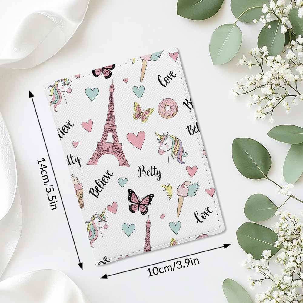 Foxes Passport Holder for Travel Cute Cartoon Animal PU Leather Passport Cover Wallet Cute Passport Card Holder for Women and Men
