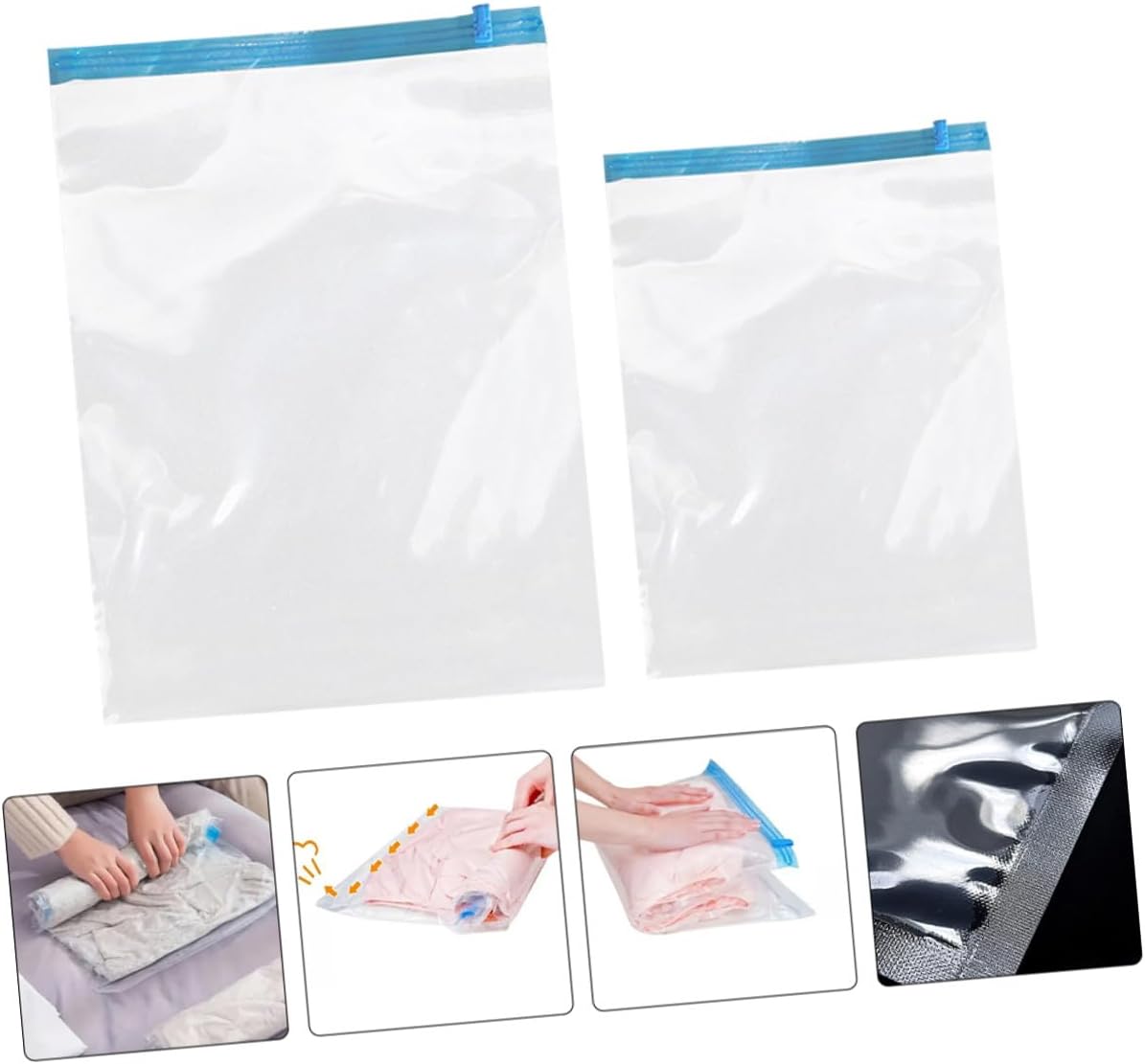 12pcs Roll up Compression Bags for Travel, Reusable Vacuum Storage Bags with Pa+pe Material, Space Saver Organizer for Clothing and Luggage, Hand Roll Operation