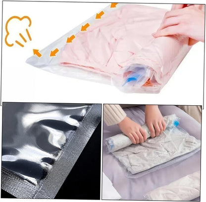 12pcs Roll up Compression Bags for Travel, Reusable Vacuum Storage Bags with Pa+pe Material, Space Saver Organizer for Clothing and Luggage, Hand Roll Operation