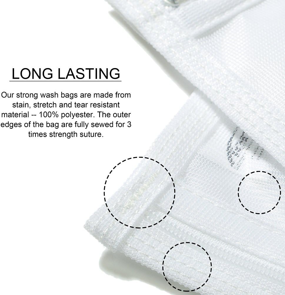Delicates Laundry Bags, Bra Fine Mesh Wash Bag for Underwear, Lingerie, Bra, Pantyhose, Socks, Use YKK Zipper, Have Hanger Loops (White, 1 Large & 1 Medium)