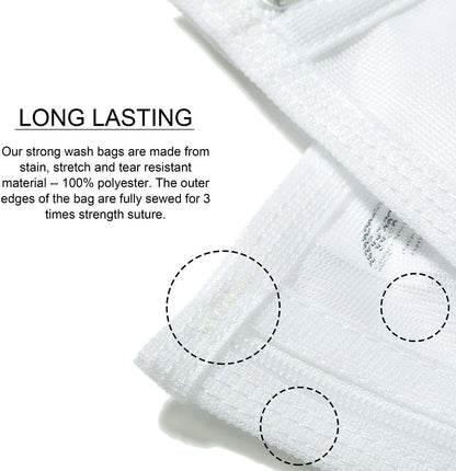 Delicates Laundry Bags, Bra Fine Mesh Wash Bag for Underwear, Lingerie, Bra, Pantyhose, Socks, Use YKK Zipper, Have Hanger Loops (White, 1 Large & 1 Medium)