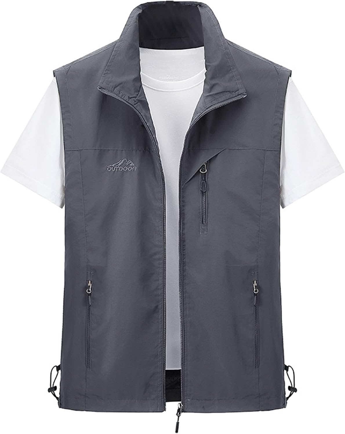 Men's Lightweight Softshell Sleeveless Golf Vest with Zipper Pockets for Travel Hiking Fishing Safari Outwear