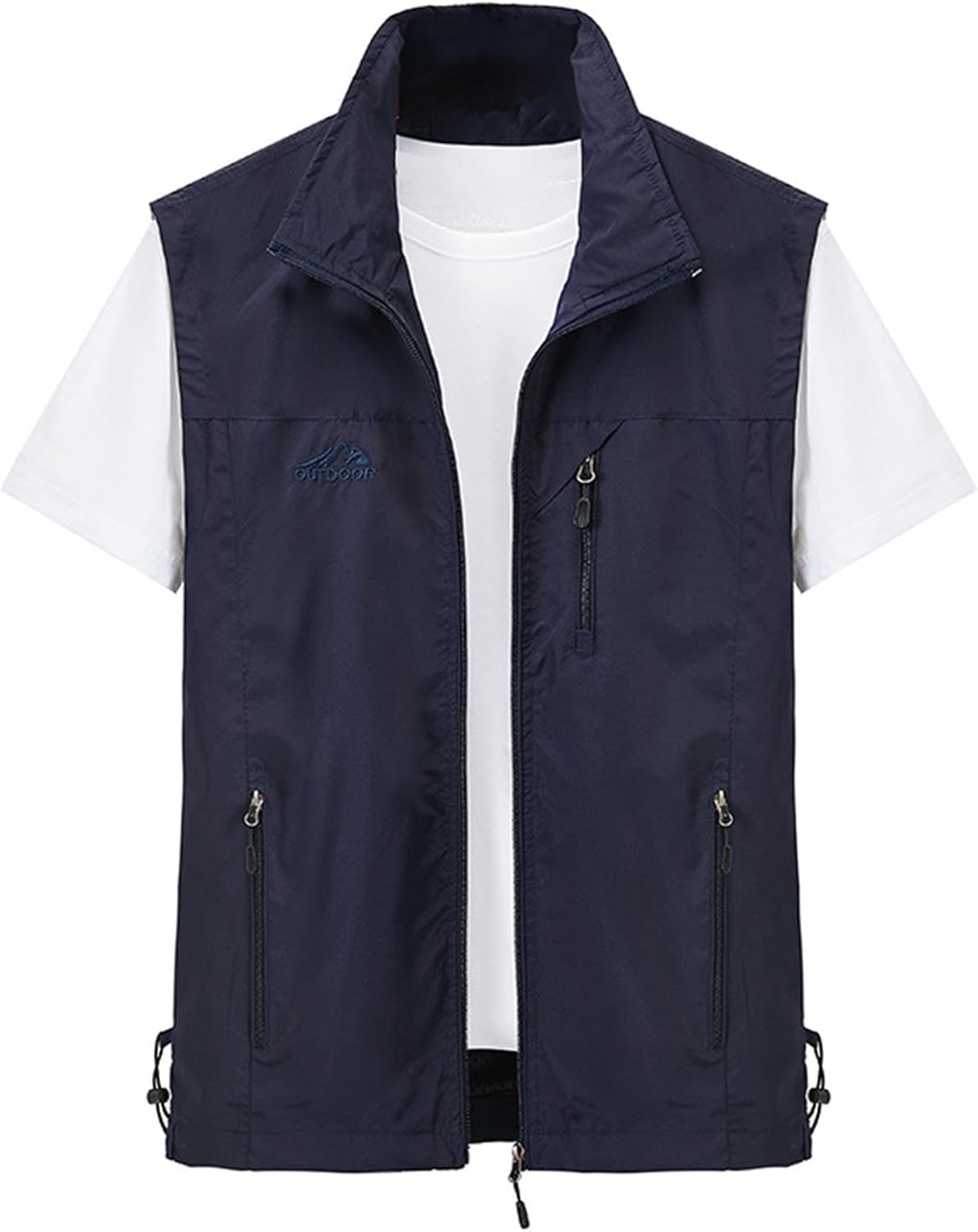 Men's Lightweight Softshell Sleeveless Golf Vest with Zipper Pockets for Travel Hiking Fishing Safari Outwear