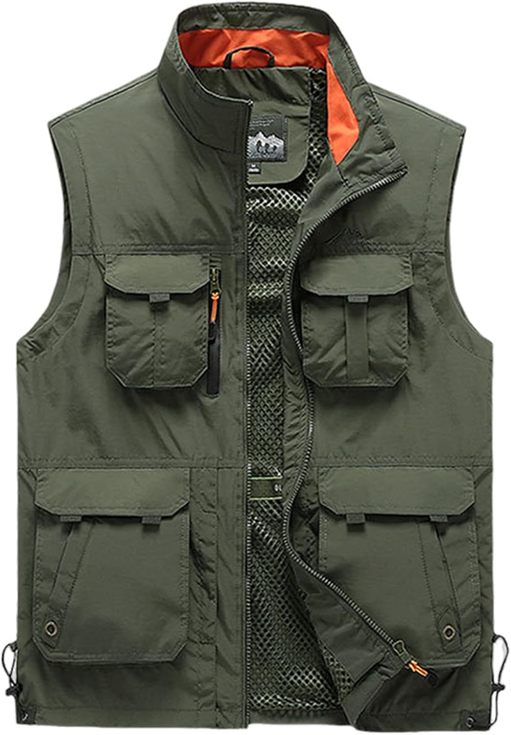 Men's Lightweight Softshell Sleeveless Golf Vest with Zipper Pockets for Travel Hiking Fishing Safari Outwear