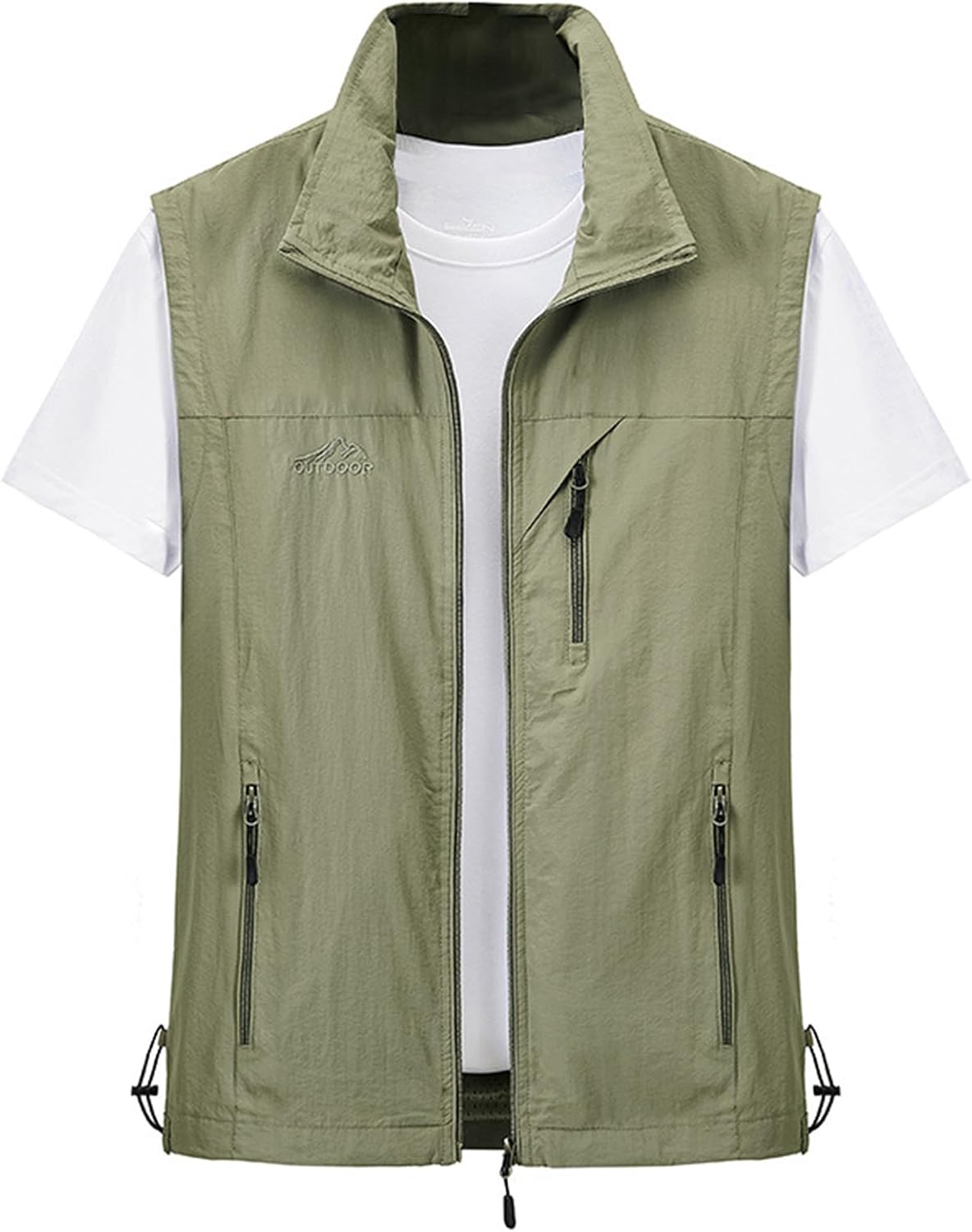 Men's Lightweight Softshell Sleeveless Golf Vest with Zipper Pockets for Travel Hiking Fishing Safari Outwear