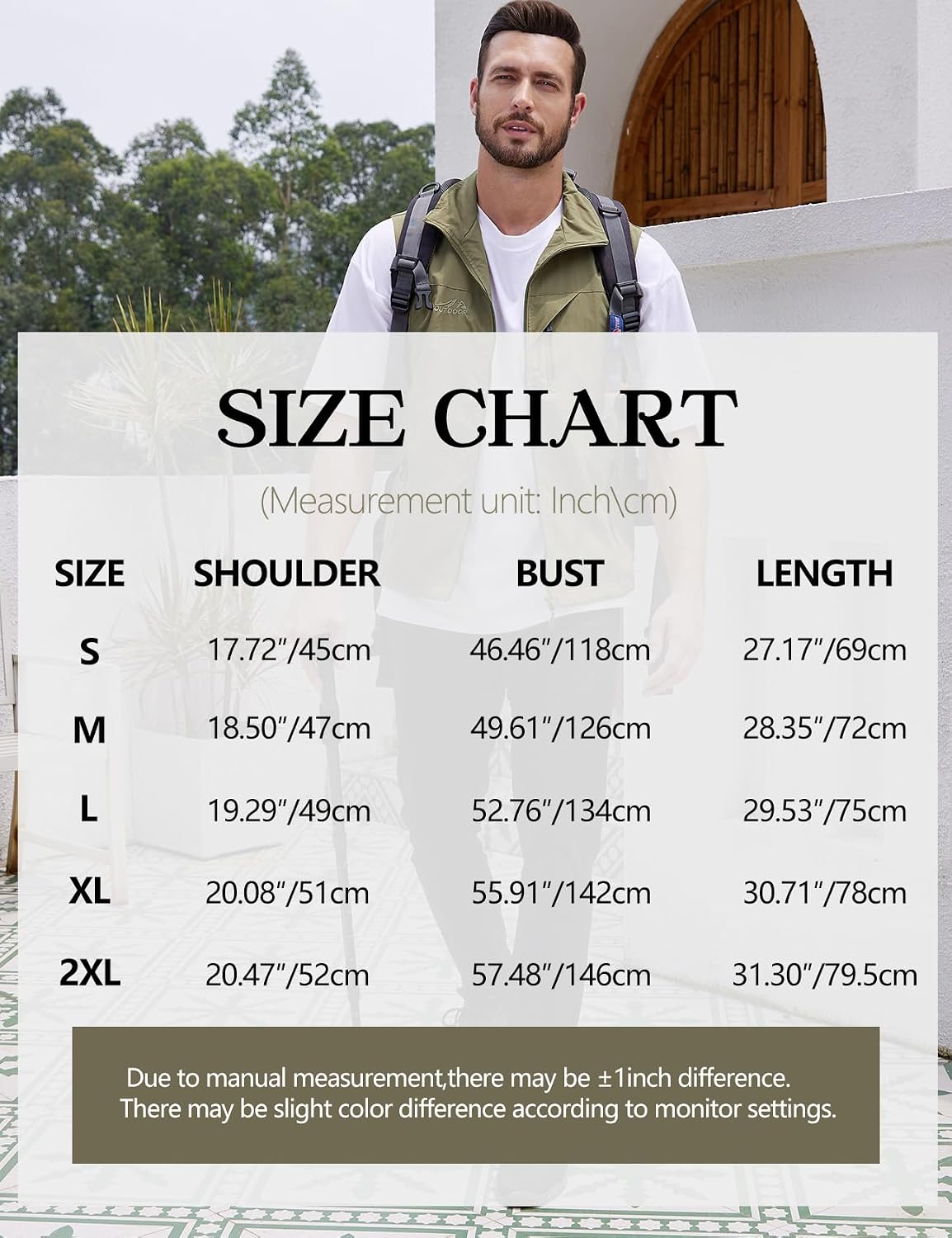 Men's Lightweight Softshell Sleeveless Golf Vest with Zipper Pockets for Travel Hiking Fishing Safari Outwear