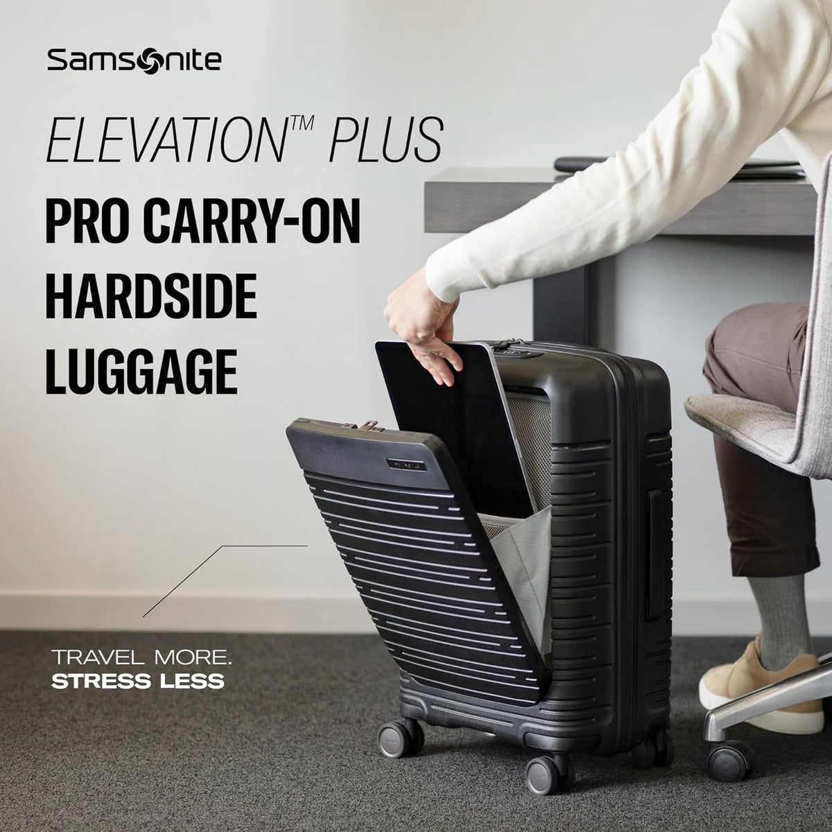 Elevation Plus - Carry-On Hardside Luggage with QuickEntry™ Front Compartment - Scratch Resistant Polypropylene Shell, AirTag Holder, TSA Lock, Airline Approved- Cypress Green