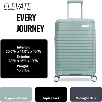 Elevation Plus - Carry-On Hardside Luggage with QuickEntry™ Front Compartment - Scratch Resistant Polypropylene Shell, AirTag Holder, TSA Lock, Airline Approved- Cypress Green