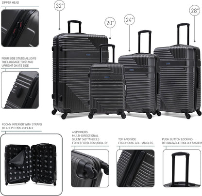 RESILIENCE Luggage with Spinner Wheels | Durable Lightweight Hardshell Spacious Travel Bag with Handle and Trolley | 20-Inch Carry On Small Luggage | Charcoal