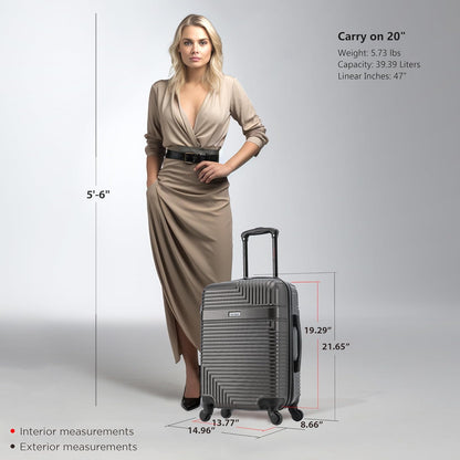 RESILIENCE Luggage with Spinner Wheels | Durable Lightweight Hardshell Spacious Travel Bag with Handle and Trolley | 20-Inch Carry On Small Luggage | Charcoal