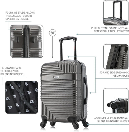 RESILIENCE Luggage with Spinner Wheels | Durable Lightweight Hardshell Spacious Travel Bag with Handle and Trolley | 20-Inch Carry On Small Luggage | Charcoal