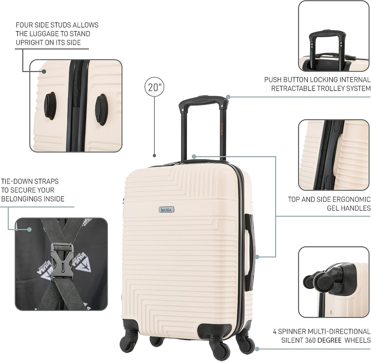 RESILIENCE Luggage with Spinner Wheels | Durable Lightweight Hardshell Spacious Travel Bag with Handle and Trolley | 20-Inch Carry On Small Luggage | Charcoal