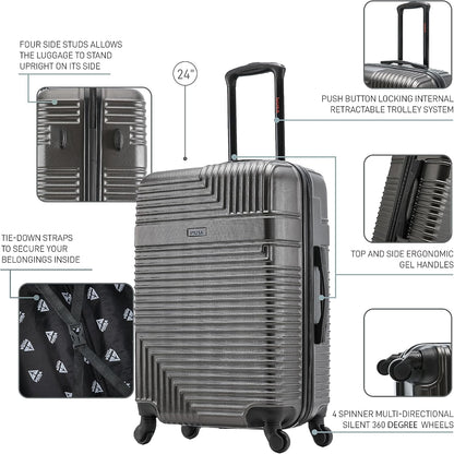 RESILIENCE Luggage with Spinner Wheels | Durable Lightweight Hardshell Spacious Travel Bag with Handle and Trolley | 20-Inch Carry On Small Luggage | Charcoal