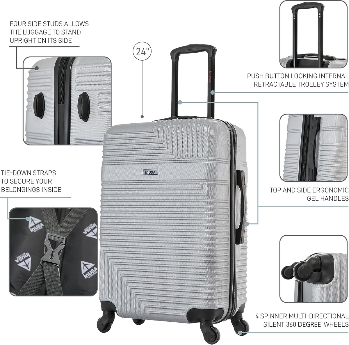 RESILIENCE Luggage with Spinner Wheels | Durable Lightweight Hardshell Spacious Travel Bag with Handle and Trolley | 20-Inch Carry On Small Luggage | Charcoal