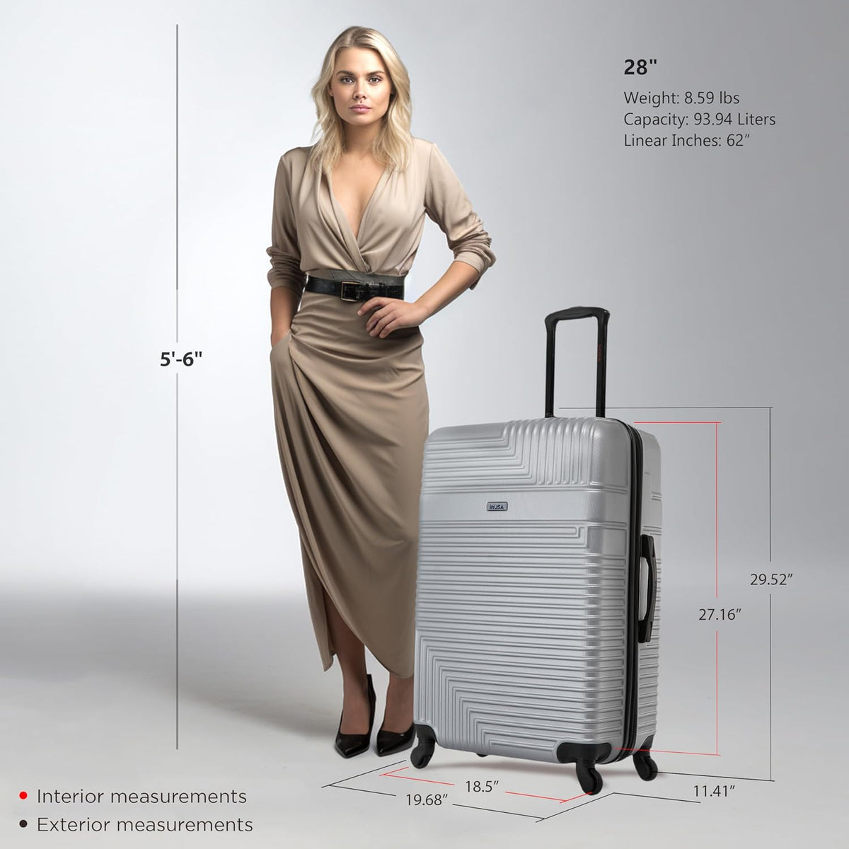 RESILIENCE Luggage with Spinner Wheels | Durable Lightweight Hardshell Spacious Travel Bag with Handle and Trolley | 20-Inch Carry On Small Luggage | Charcoal