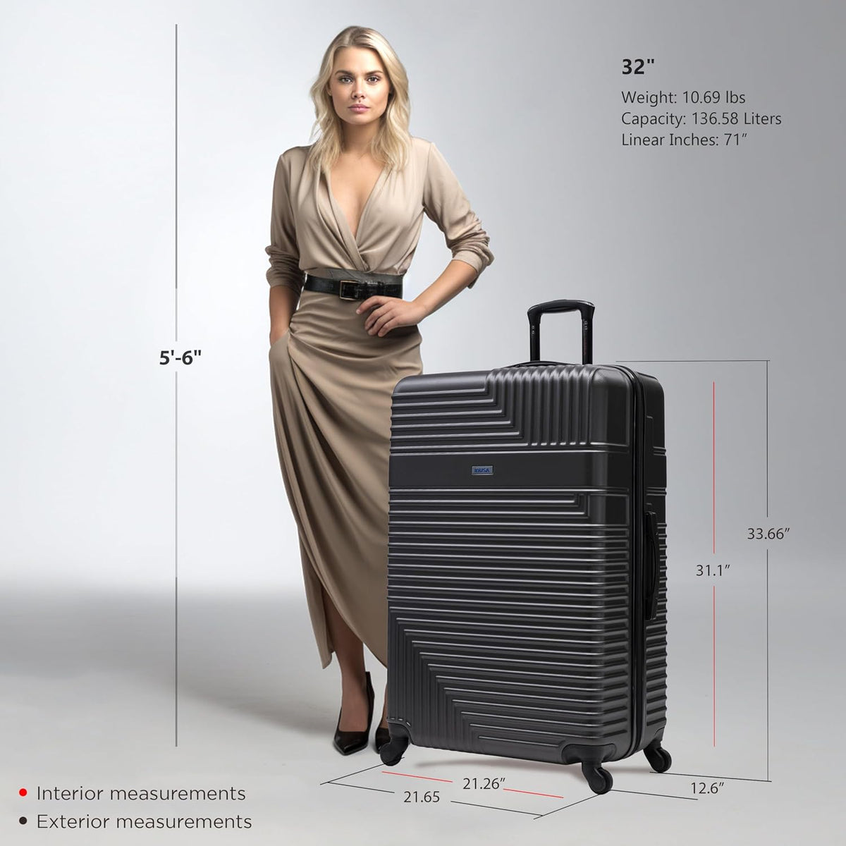 RESILIENCE Luggage with Spinner Wheels | Durable Lightweight Hardshell Spacious Travel Bag with Handle and Trolley | 20-Inch Carry On Small Luggage | Charcoal