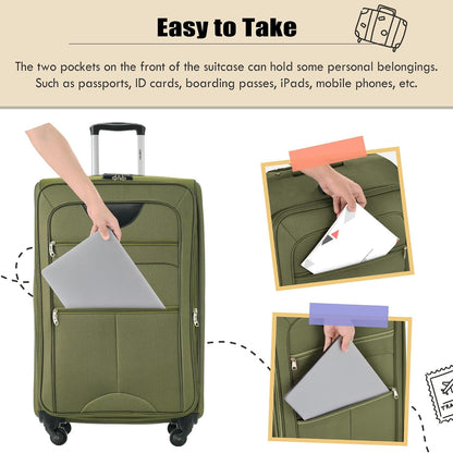 Softside Luggage Set, Travel Suitcase Expandable Lightweight 3 Piece | Luggage Sets with Spinner Wheels 22" 26" 30" Suitcase with TSA Lock (Blue Green)