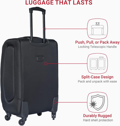 Softside Luggage Set, Travel Suitcase Expandable Lightweight 3 Piece | Luggage Sets with Spinner Wheels 22" 26" 30" Suitcase with TSA Lock (Blue Green)