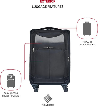 Softside Luggage Set, Travel Suitcase Expandable Lightweight 3 Piece | Luggage Sets with Spinner Wheels 22" 26" 30" Suitcase with TSA Lock (Blue Green)
