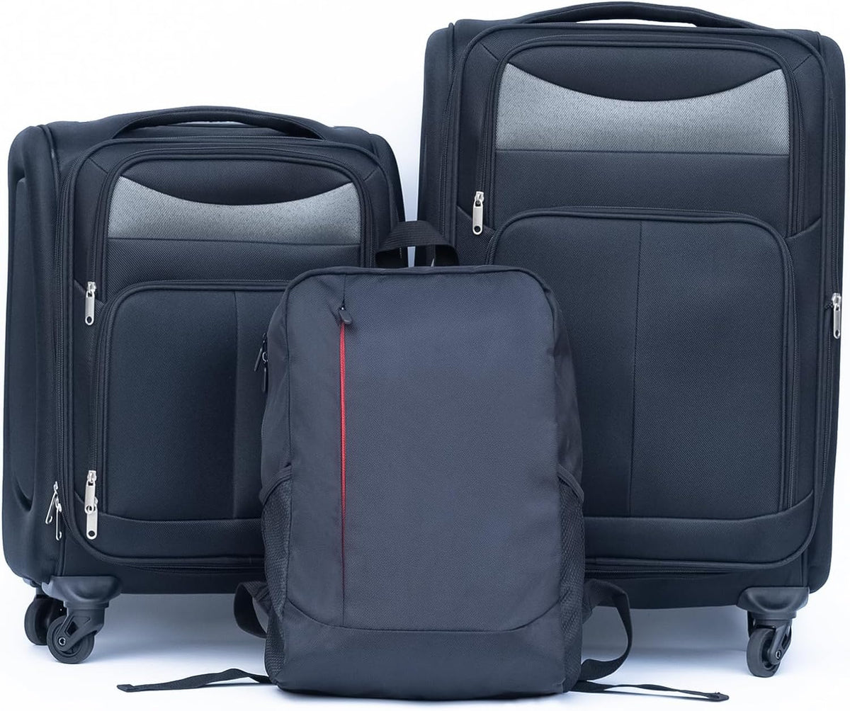 Softside Luggage Set, Travel Suitcase Expandable Lightweight 3 Piece | Luggage Sets with Spinner Wheels 22" 26" 30" Suitcase with TSA Lock (Blue Green)