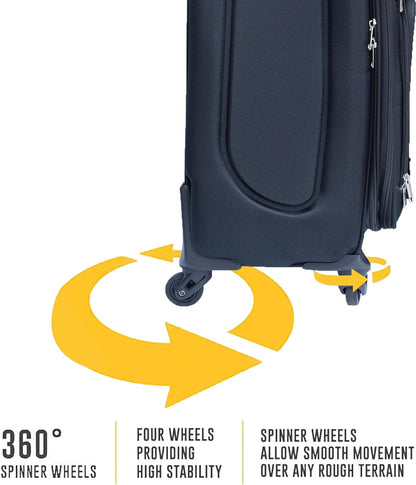 Softside Luggage Set, Travel Suitcase Expandable Lightweight 3 Piece | Luggage Sets with Spinner Wheels 22" 26" 30" Suitcase with TSA Lock (Blue Green)
