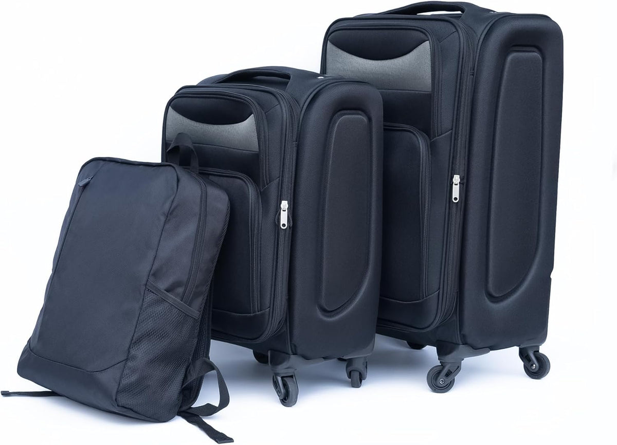 Softside Luggage Set, Travel Suitcase Expandable Lightweight 3 Piece | Luggage Sets with Spinner Wheels 22" 26" 30" Suitcase with TSA Lock (Blue Green)