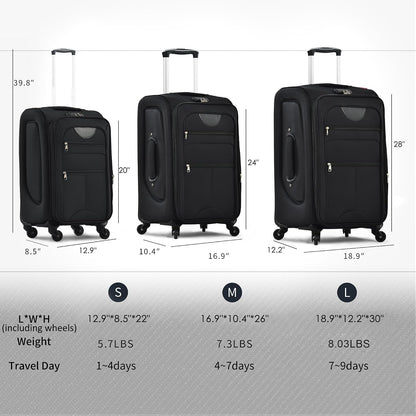 Softside Luggage Set, Travel Suitcase Expandable Lightweight 3 Piece | Luggage Sets with Spinner Wheels 22" 26" 30" Suitcase with TSA Lock (Blue Green)
