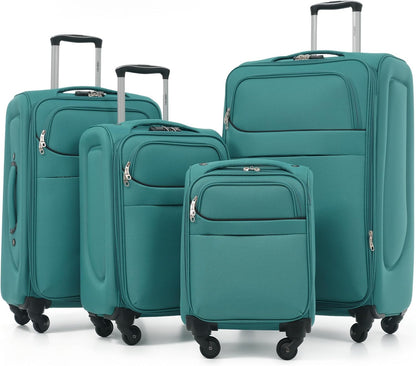 Softside Luggage Set, Travel Suitcase Expandable Lightweight 3 Piece | Luggage Sets with Spinner Wheels 22" 26" 30" Suitcase with TSA Lock (Blue Green)