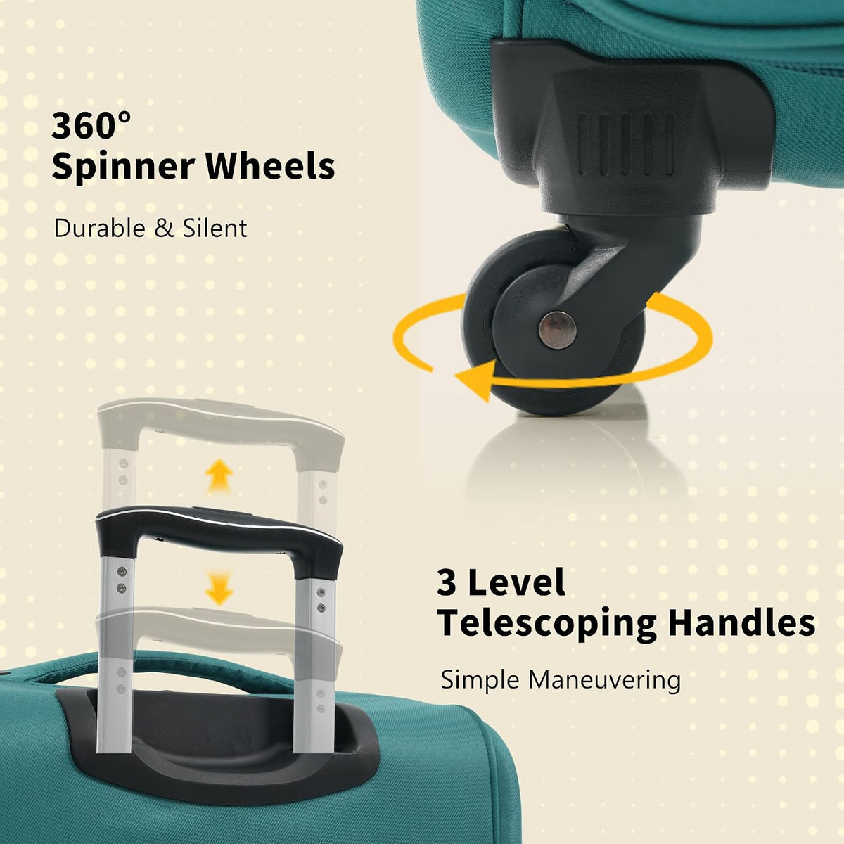 Softside Luggage Set, Travel Suitcase Expandable Lightweight 3 Piece | Luggage Sets with Spinner Wheels 22" 26" 30" Suitcase with TSA Lock (Blue Green)