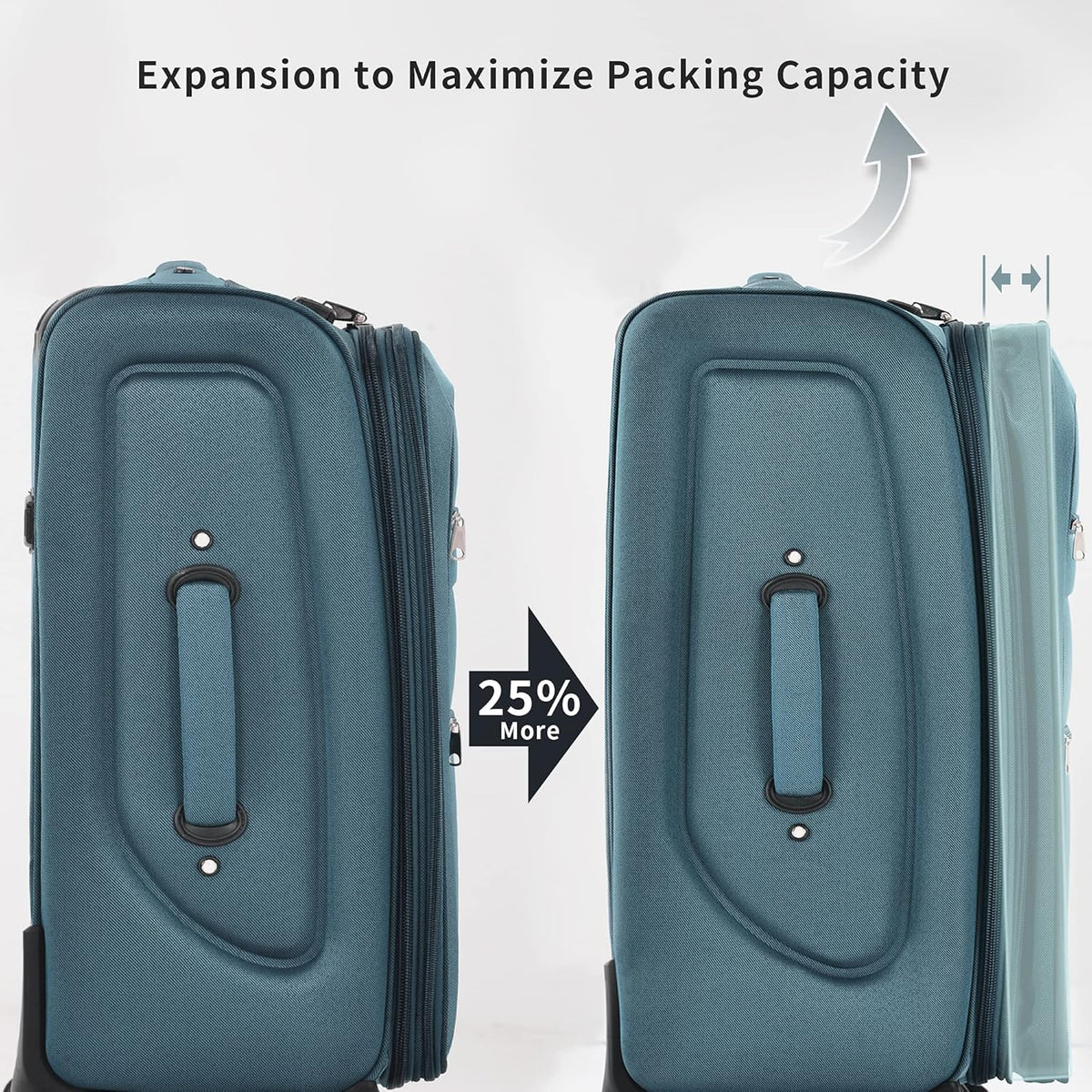 Softside Luggage Set, Travel Suitcase Expandable Lightweight 3 Piece | Luggage Sets with Spinner Wheels 22" 26" 30" Suitcase with TSA Lock (Blue Green)