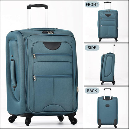 Softside Luggage Set, Travel Suitcase Expandable Lightweight 3 Piece | Luggage Sets with Spinner Wheels 22" 26" 30" Suitcase with TSA Lock (Blue Green)