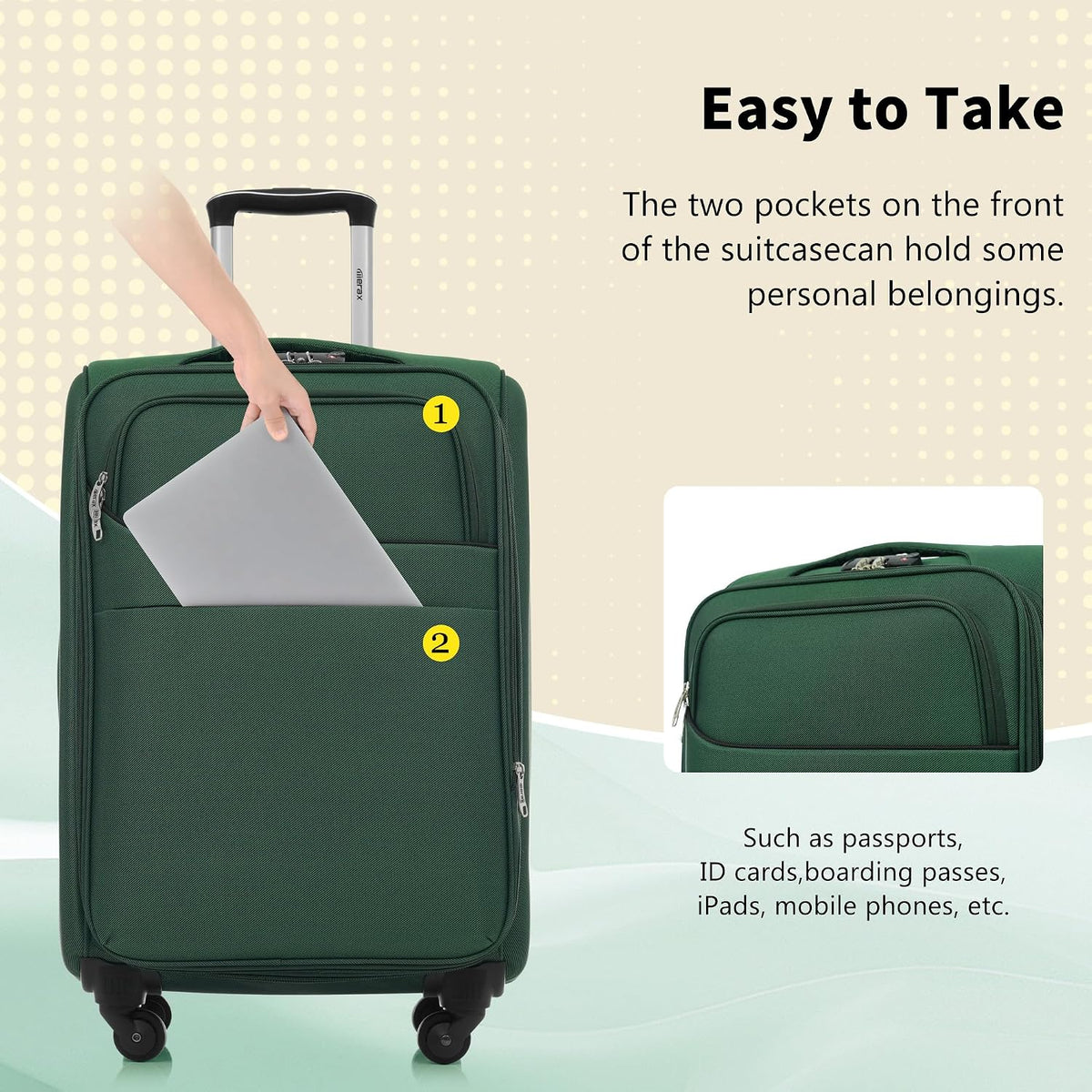 Softside Luggage Set, Travel Suitcase Expandable Lightweight 3 Piece | Luggage Sets with Spinner Wheels 22" 26" 30" Suitcase with TSA Lock (Blue Green)