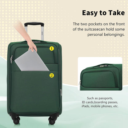 Softside Luggage Set, Travel Suitcase Expandable Lightweight 3 Piece | Luggage Sets with Spinner Wheels 22" 26" 30" Suitcase with TSA Lock (Blue Green)